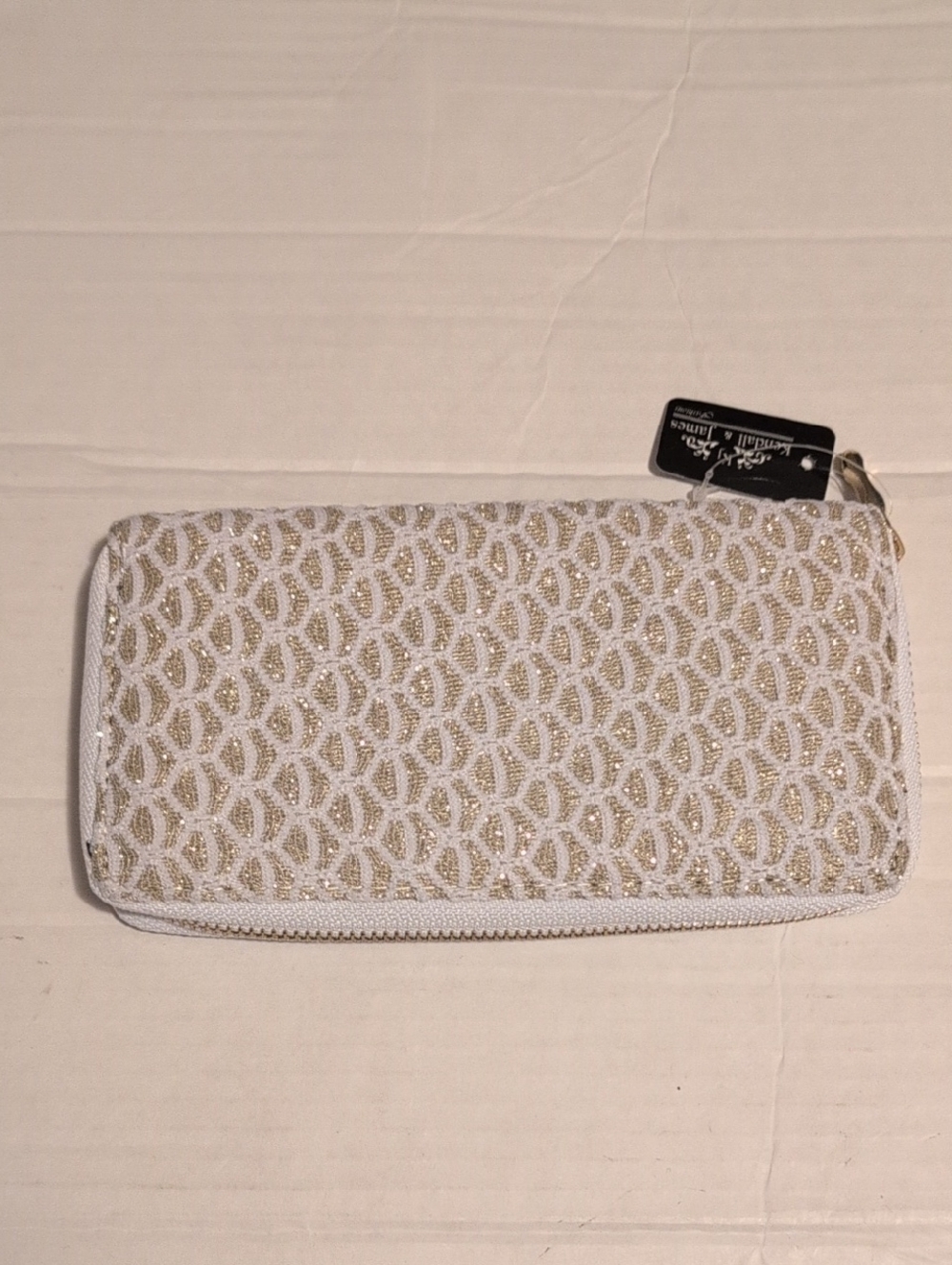 Zip-Around White & Gold Glitter Wallet - Unknown Brand